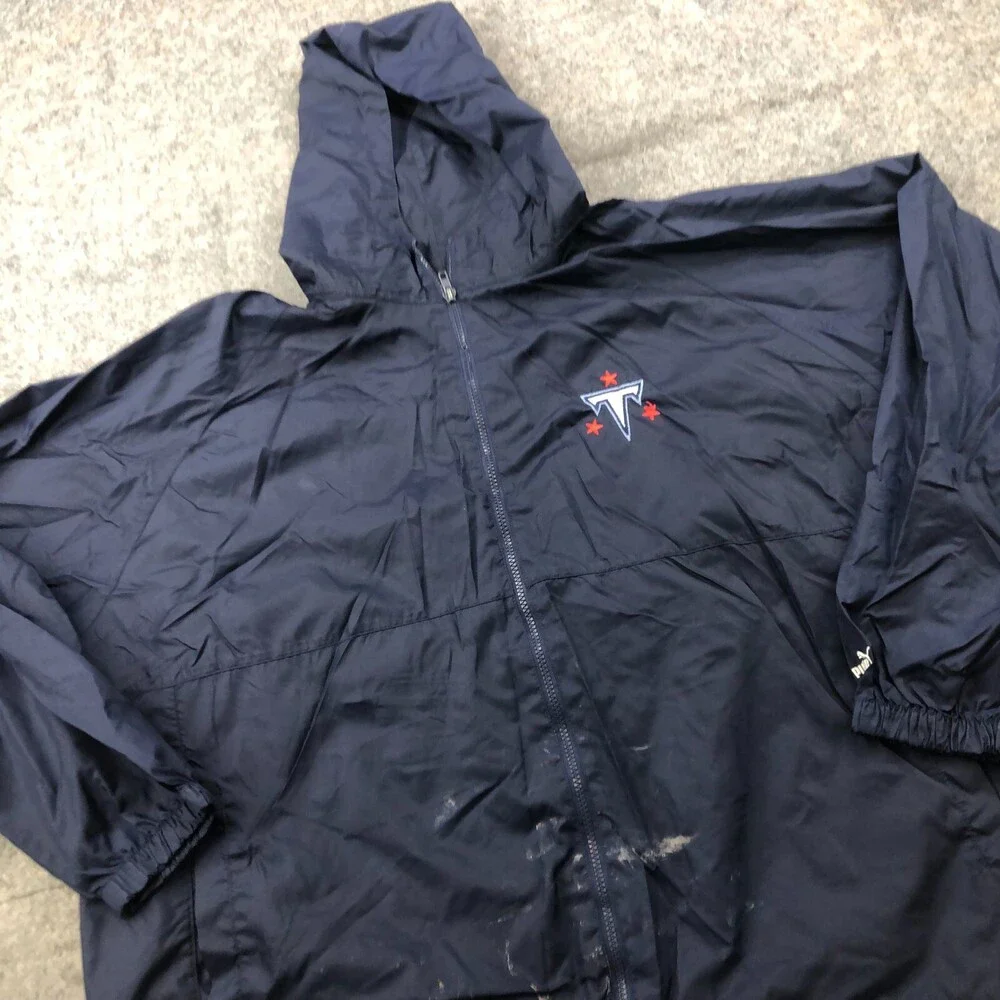 Vintage Tennessee Titans Jacket Men 2XL Hooded Logo Windbreaker Full Zip Retro*